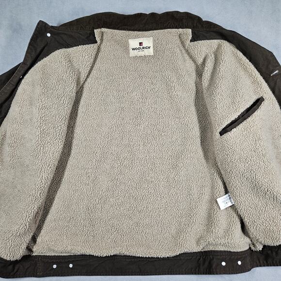 Woolrich Barn Jacket Mens XXL Sherpa Lined Canvas Corduroy Collar Brown Workwear - Picture 4 of 10